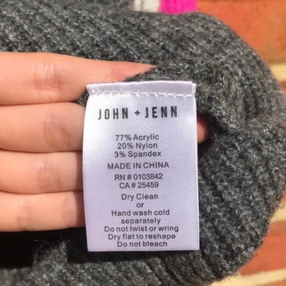 Gray and Pink Revolve John + Jenn Varsity Stripe Mock Neck Sweater - Picture 10 of 13